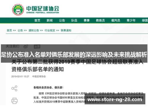 足协公布准入名单对俱乐部发展的深远影响及未来挑战解析 足协公布准入名单对俱乐部发展的深远影响及未来挑战解析